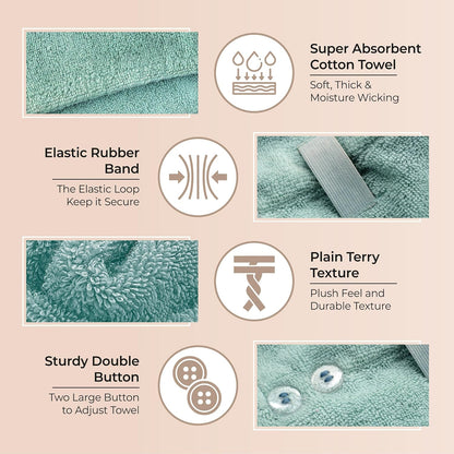 Lili&James 100% Cotton Hair Towel Wrap for Women & Kids – 420 GSM Quick Dry Hair Turban with Double Button Loop, Anti Frizz Non Microfiber Hair Drying Towel for Curly, Long & Thick Hair (Lilac)
