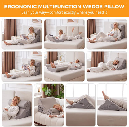 Ruqmuis Wedge Pillow Set for After Surgery, Bed Wedge Pillow, White