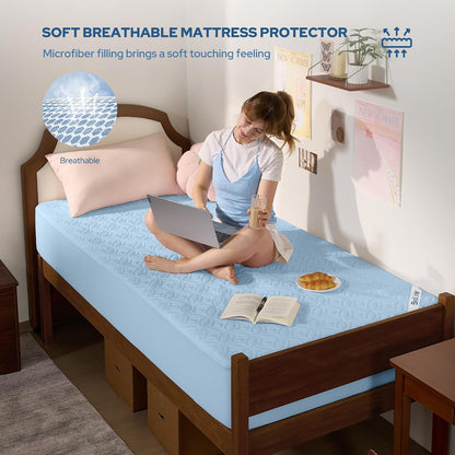 BEDLORE Waterproof Mattress Protector, King Size Mattress Pad with Deep Pocket 6"-18" Depth, Soft Noiseless Dirt-Proof Bed Mattress Cover Washable for Home, Bedroom, Hotel (Gray)