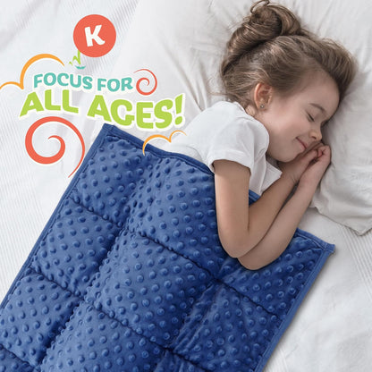 Modern Innovations 7 Pack Kidaddle 5lb Weighted Blanket Blue Plush Minky Lap Pad with Sensory Support for Autism or ADHD Giftable Blanket with Travel Bag
