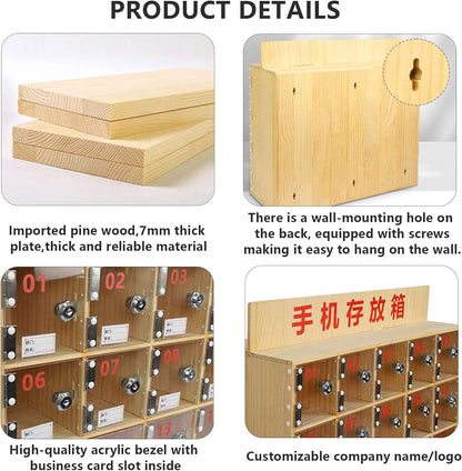 Wooden Phone Charging Stat for Classroom Wall Mounted nizer with 50 Slots Portable Cell Phone Sto Rack for School Office and Home Use
