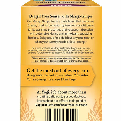 Yogi Mango Ginger Organic Tea, 16 Tea Bags (4 Pack)