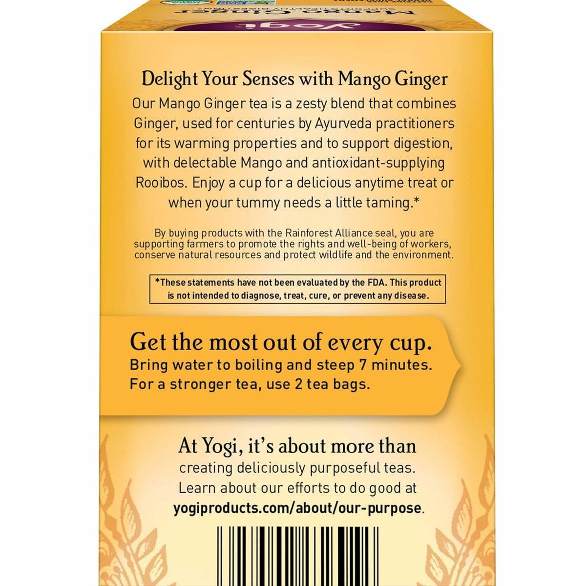 Yogi Mango Ginger Organic Tea, 16 Tea Bags (6 Pack)
