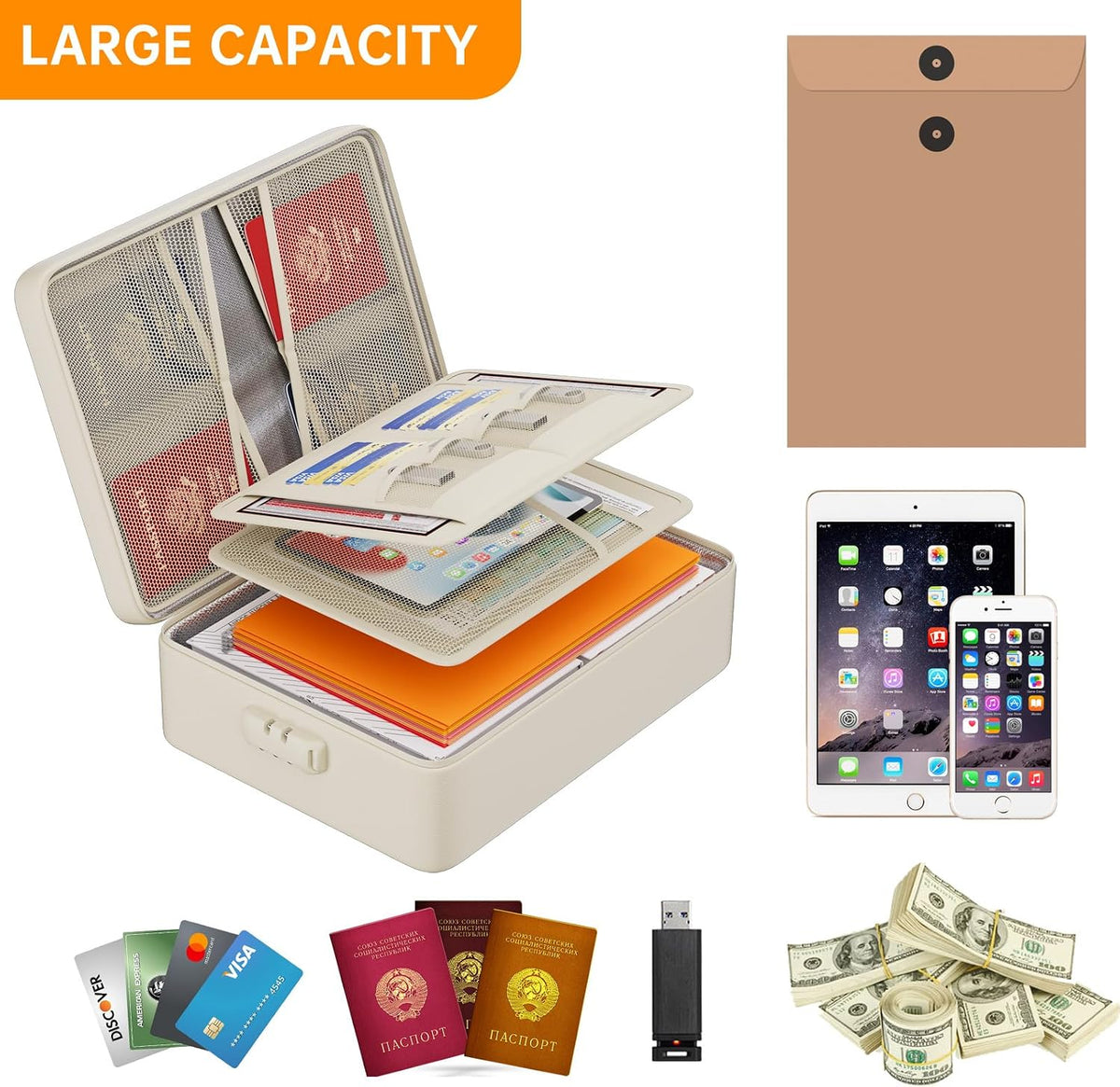 DocSafe 5200°F Fireproof Document Organizer Box with Lock, Heat Insulated