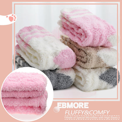 EBMORE Womens Fuzzy Socks Slipper Fluffy Cozy Comfy Cabin Plush Warm Winter Sleep Home Soft Socks