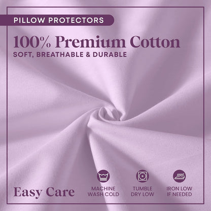 CirclesHome Pillow Protectors 4 Pack Standard Zippered - 100% Cotton Breathable Pillowcases - Protects Pillows from Dirt, Dust and Debri (Standard - Set of 4 - 20x26)