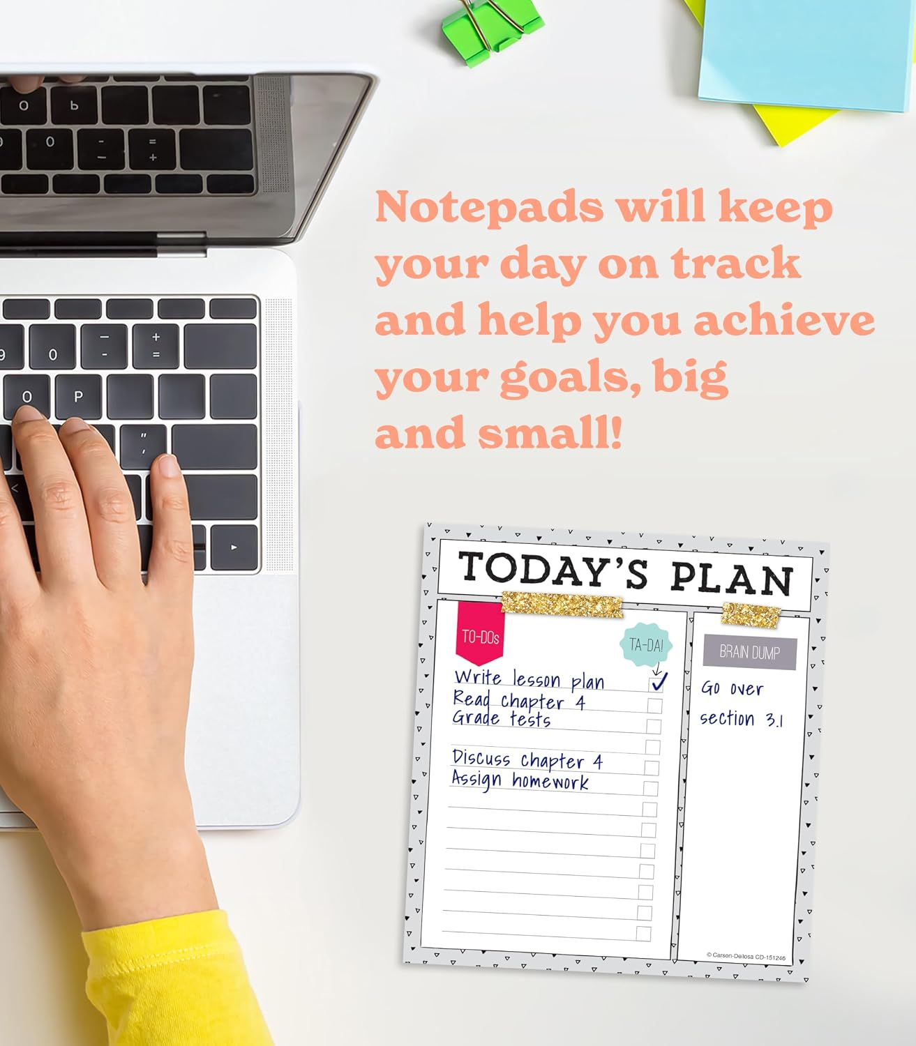Carson Dellosa Aim High To Do List Notepad―5.75" x 6.25" Paper Stationery, Daily Checklist, Goals, Reminders, Notes, Motivational Organizer (50 sheets)