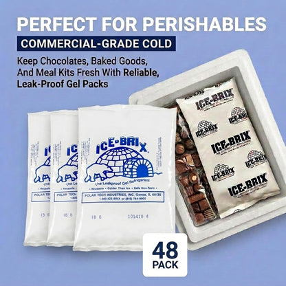 ICE-BRIX Reusable Gel Ice Packs for Shipping, 5 x 2.75 x 0.75 in, 3 oz White (96 Pack) - Compact Cold Packs for GLP-1 Medication Mailers, Lunch Boxes, Small Coolers, Frozen Food & Perishables