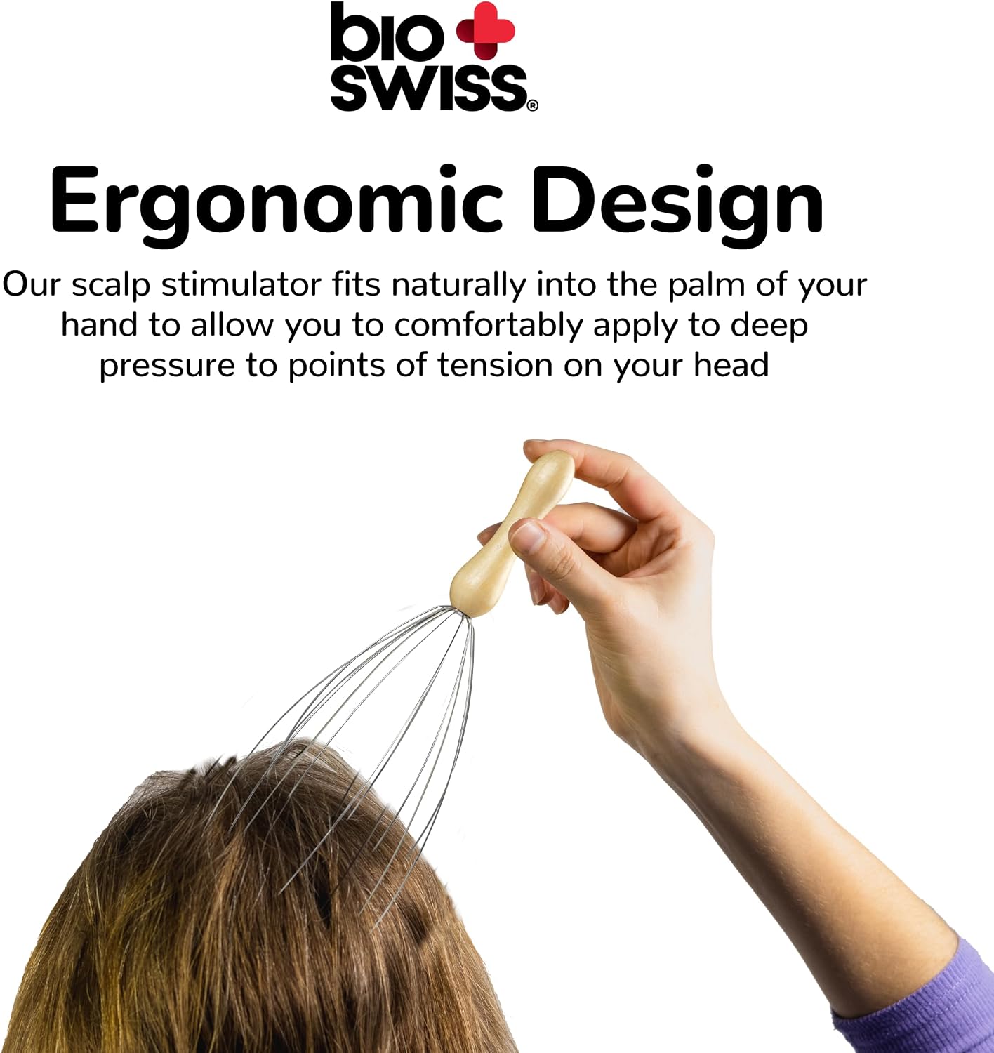 BioSwiss Claw Massage Roller, Handheld Muscle Massager with 5 Rotating Heads for Back, Legs, and Shoulder