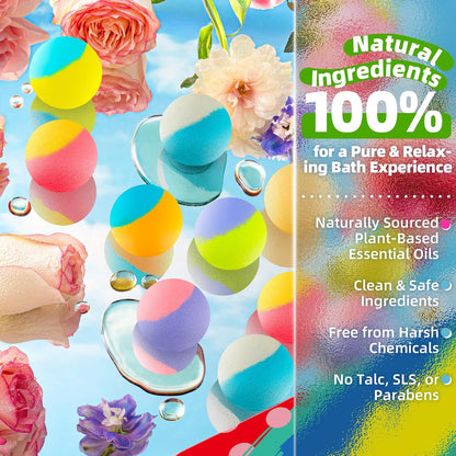 64 Pack Natural Bath Bombs Bulk Set, Christmas Stocking Stuffers for Women