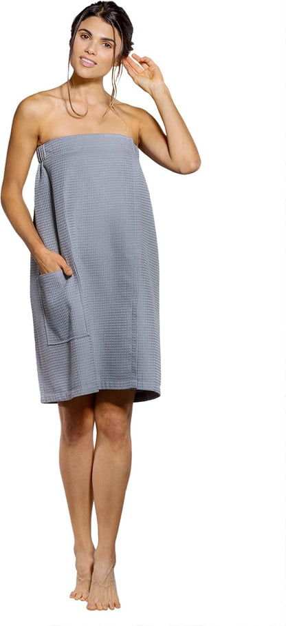 Turquaz Lightweight Knee Length Waffle Robes For Women Spa Bath Waffle