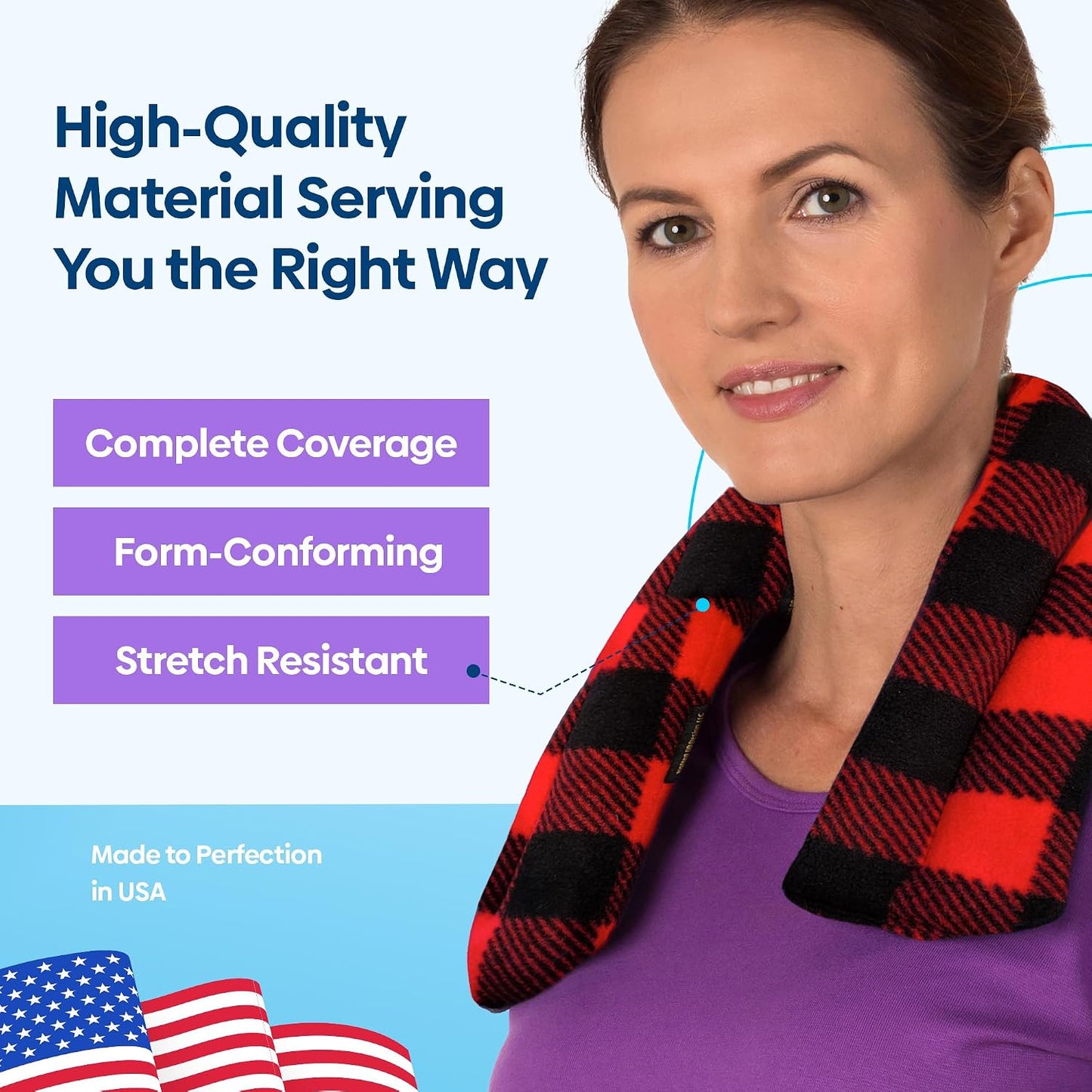 SunnyBay Microwavable Heating Pad for Neck and Shoulder, Heated Neck Wrap, Microwave Heat Pad, Weighted Beanbag Moist Hot or Cold Compress, 2.2 lbs, 26x4 Inches, Navy Blue
