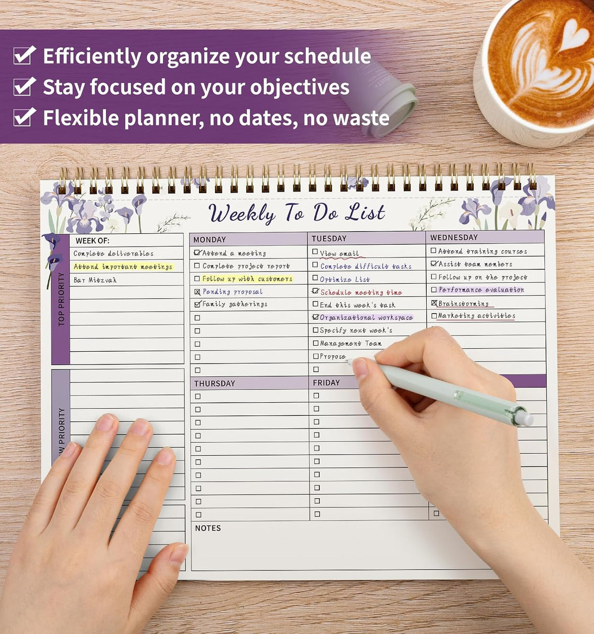104 Pgs To Do List Notepad, 52 Undated Sheets Duplex-printed