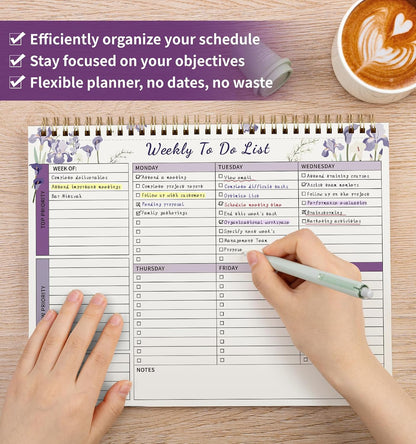 104 Pgs To Do List Notepad, 52 Undated Sheets Duplex-printed