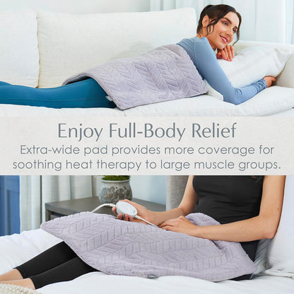 Pure Enrichment PureRadiance Luxury Heating Pad for Cramps, Back, Neck, & Shoulder Pain Relief, Patented Design, Soft Faux Fur & Micromink, 6 Heat Settings, Machine Washable, 12”x24” (Golden Sands)