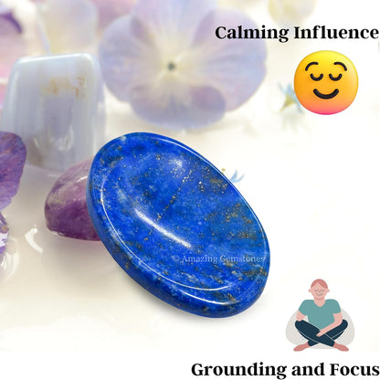 Amazing Gemstone Labradorite Thumb Worry Stone, Anxiety Stone, Healing Crystals - Piedra Crystal Fidget for Gift, Meditation, Calming, Relaxation, Stress Relief - Colors C