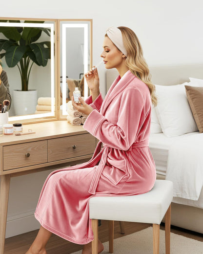 NY Threads Premium Womens Robe, Plush Fleece Long Bath Robe for Women, Fluffy Soft Women's Bathrobe