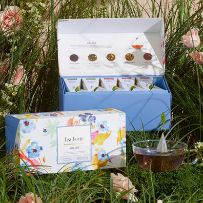 Tea Forte Premium Presentation Box Gift Set Sampler, 20 Count, Assorted Blends Individually Wrapped Handcrafted Pyramid Infuser Bags, Frank Lloyd Wright