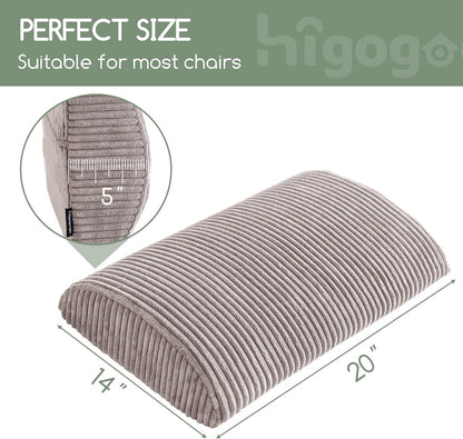 HIGOGOGO Lumbar Support Pillow for Recliner Chair/Accent Chair/Couch, Memory Foam Back Support Cushion for Elderly, Recliner Cushions for Back Rest, Pain Relief, Reading, Washable Cover, Dark Grey
