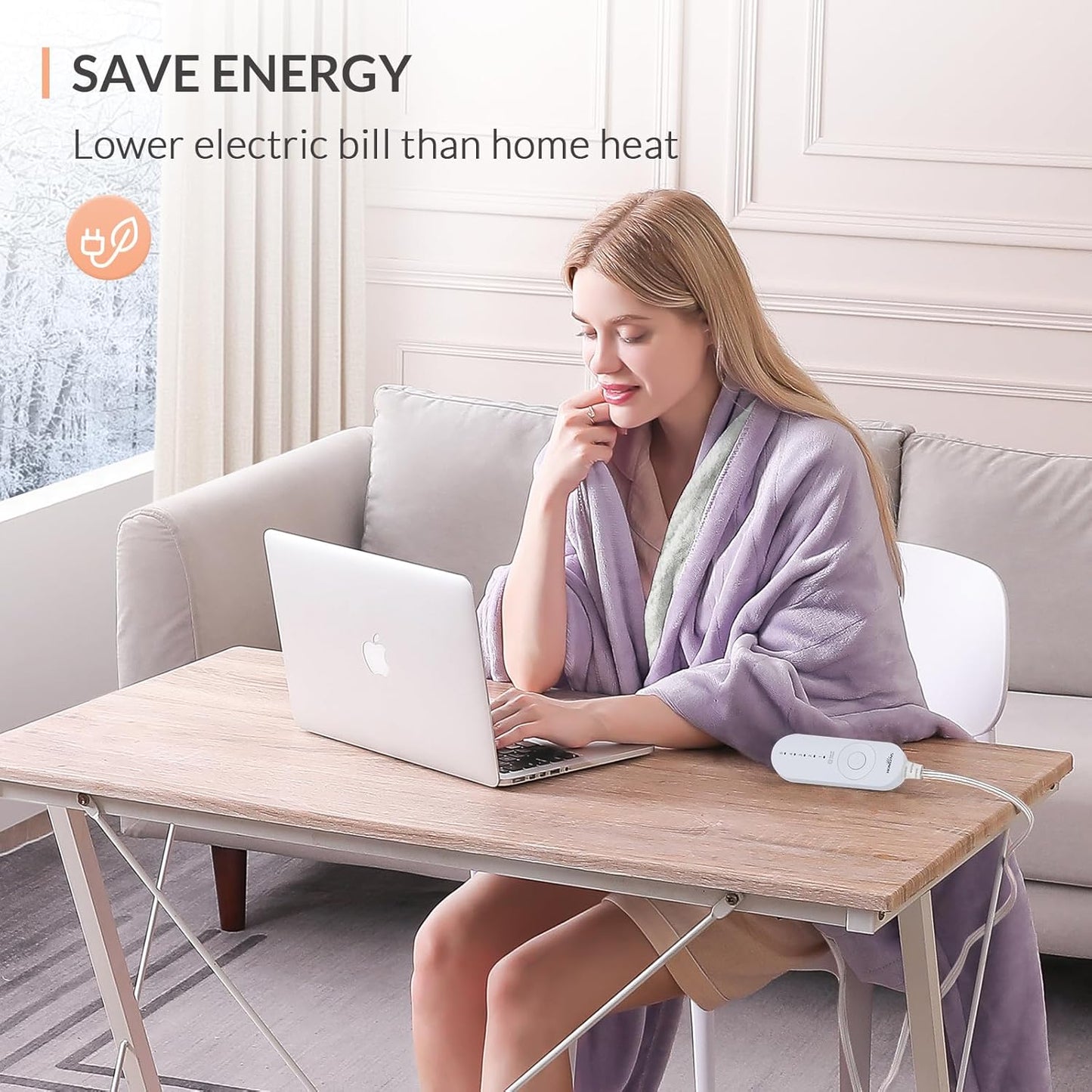 HOMLYNS LuxeHeat Heated Blanket Electric Blanket, Soft Flannel Sherpa Heated Throw, Heating Blanket with 5 Heat Settings, 3 hrs Timer Auto Shut Off (50x60 inches, Purple), Only for 120V Voltage Use