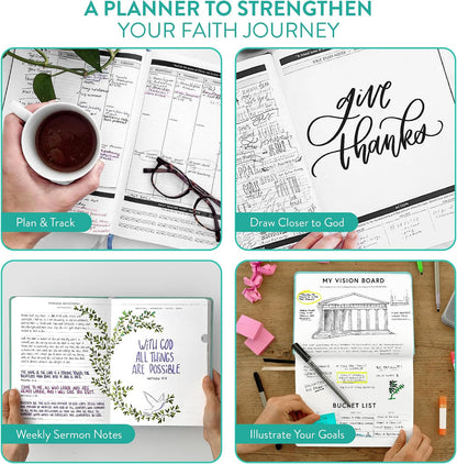 Christian Planner 2026 Daily Planner - Faith Based Monthly and Weekly Planner, Vision Board, and Habit Tracker - 2026 Calendar, Personal Organizer and Devotional Journal (Spiral, Pine)