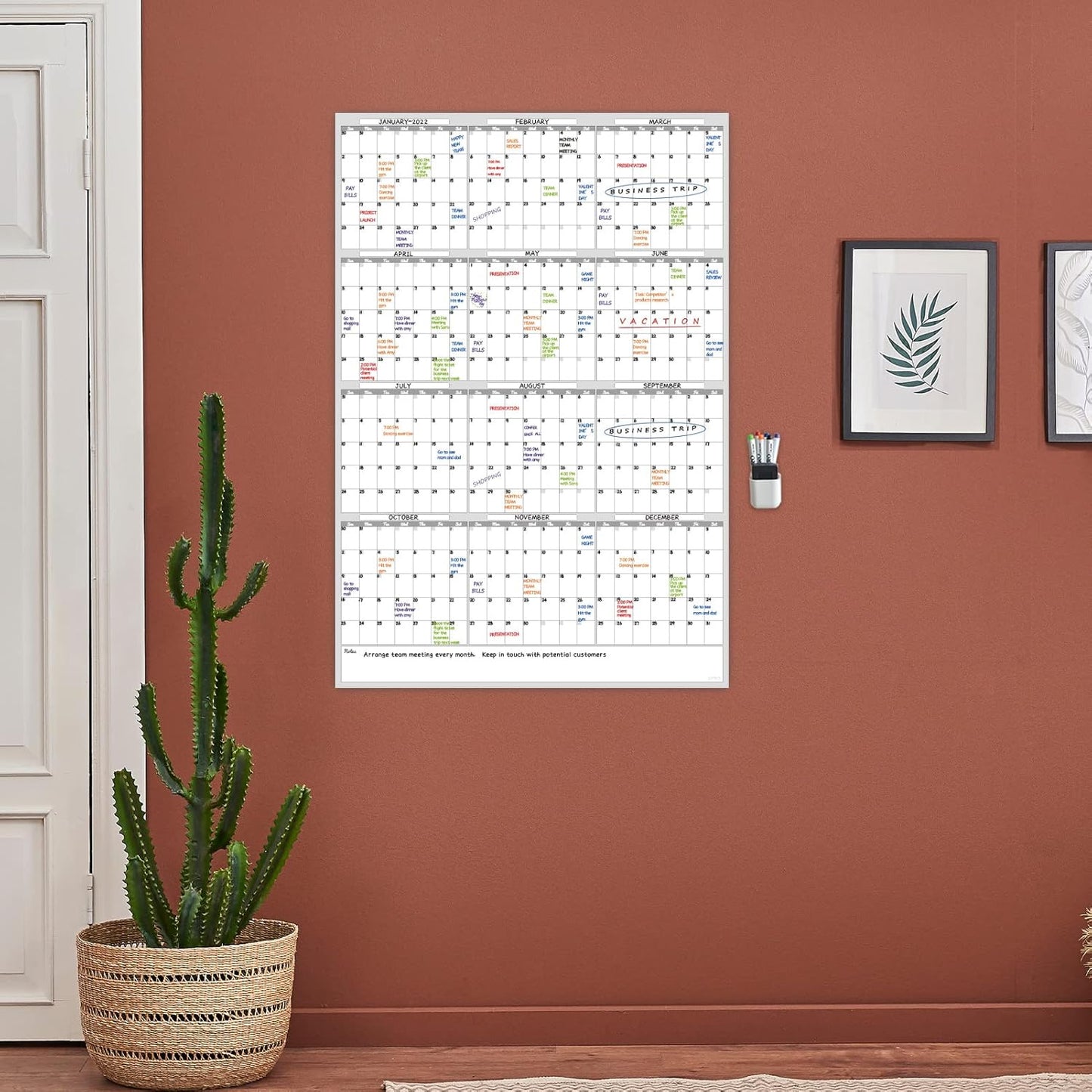 Dry Erase Wall Calendar - 38x26 Inches - Blank Undated Yearly Calendar - Whiteboard Premium Laminated Planner - Reusable Laminated Office Jumbo 12-Month Calendar (Vertical)