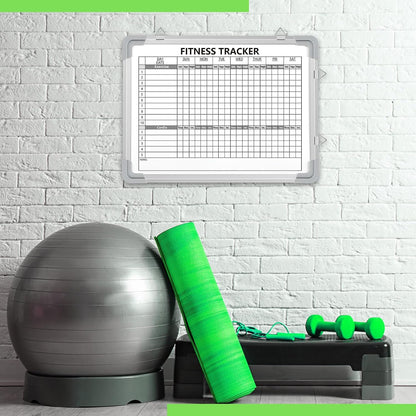 Lincia 16 x 12 Inch Fitness Tracker Whiteboard Workout Calendar for Home Gym Dry Erase Planner Hanging Removable to Do List for Wall Whiteboard with Aluminum Frame for Gym Program(Style A)