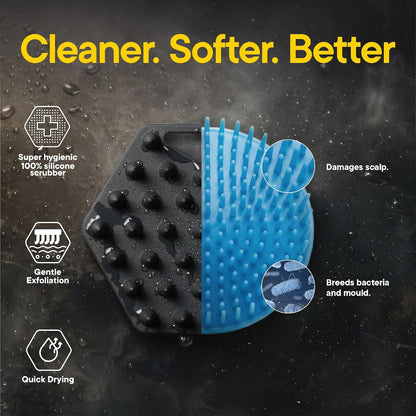 TOOLETRIES Silicone Scalp Scrubber Shampoo Brush, Scalp Brush for Hair Growth for Men & Women, Exfoliates Dandruff & Oil Build-up, Soft Flexible Bristles for Thick, Thin, Wet & Dry Hair - Charcoal