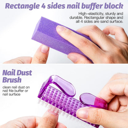 FANDAMEI Nail Files and Buffers, Manicure Tools Nail Care Kit with Nail File, Nail Buffer Block, Cuticle Care for Women with Nippers, Pusher Peeler. Cuticle Oil and Nail Prep Kit.