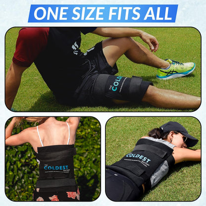Coldest Ice Pack for Back Pain Relief - All Body Multipurpose Ice Pack for Lower Back Pain, Swelling, Bruises, Surgery, Cramps - Hot & Cold Therapy - Reusable & Adjustable Gel (Large)