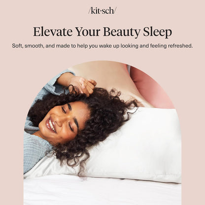 Kitsch Satin Pillowcase with Zipper for Hair & Skin - Softer Than Silk Pillow Cases, Smooth Cooling Satin Pillow Case, Wrinkle-Free, Machine Washable - Pillow Cases Standard Size (19x26) - Blush