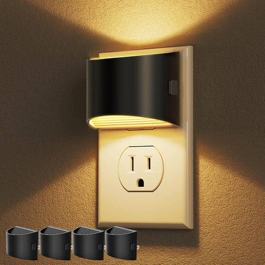DORESshop LED Night Light[2 Pack], Night Lights Plug into Wall, 3 Level Brightness Adjustable Plug in Night Light, Dusk to Dawn Sensor, Nightlights for Adults, Bedroom, Bathroom, Hallway, Amber