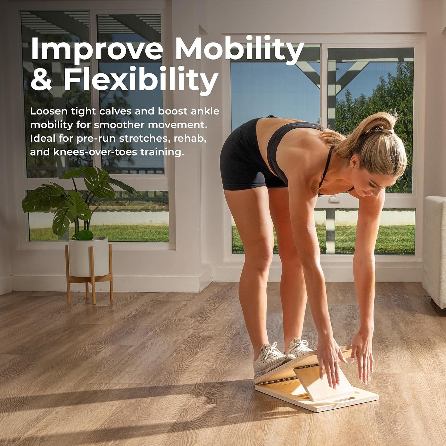 Sunny Health & Fitness Calf Stretcher and Foot Rocker for Plantar Tight Calves Relief Hamstring Ankle Strengthener Facetious Sling Stretch Fighter Stretching Device Mobility