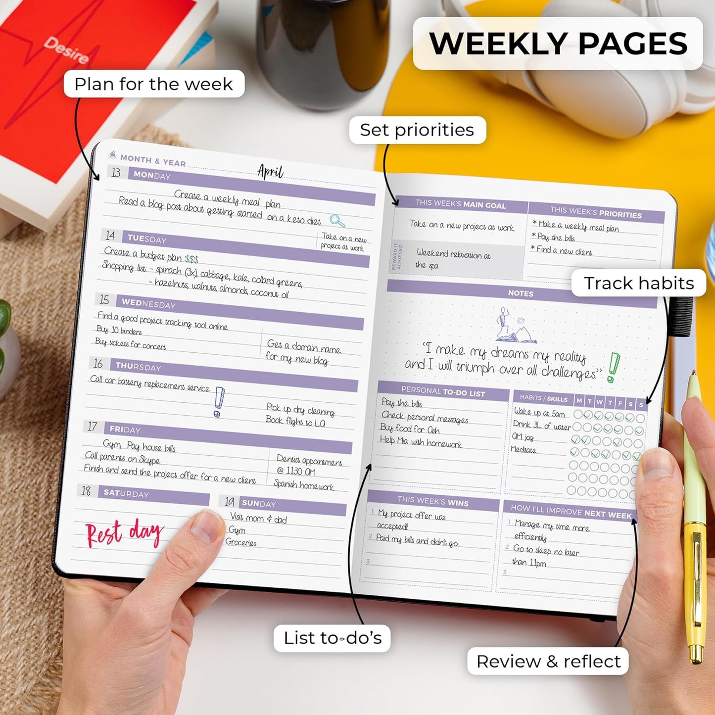 Clever Fox Planner 2nd Edition – Colorful Weekly & Monthly Goal Planner, Time Management & Productivity Organizer, Undated, A5 (Dark Teal)