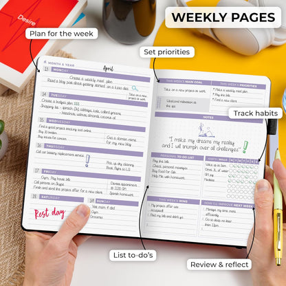 Clever Fox Planner 2nd Edition – Colorful Weekly & Monthly Goal Planner, Time Management & Productivity Organizer, Undated, A5 (Dark Teal)