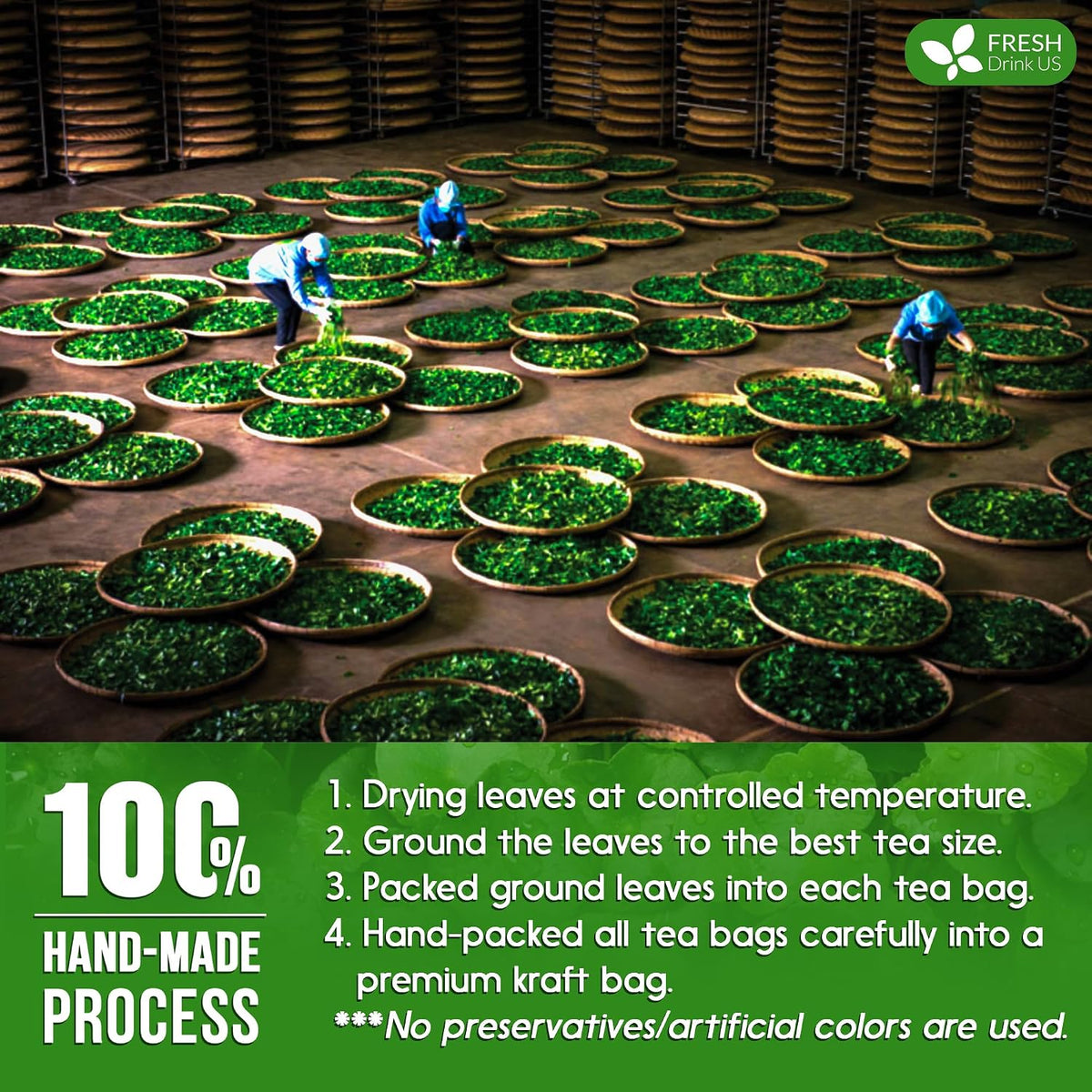 FreshDrinkUS, Premium Gotu Kola Leaf Tea, 75 Count, Pure, Caffeine Free