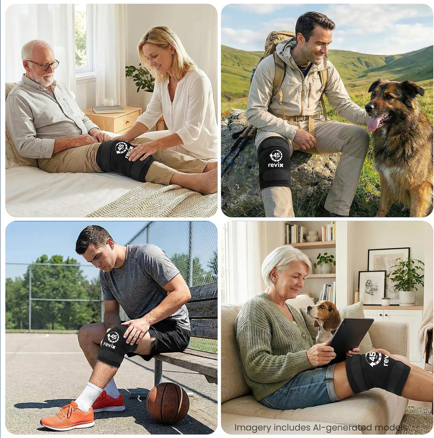 REVIX XXXL Knee Ice Pack Wrap Around Entire Knee, 45-Minute Long-Lasting Ice Pack for Knees with Ice Grid Gel Design, Cold Compress Therapy for Meniscus Tear, ACL (20"×10.7")