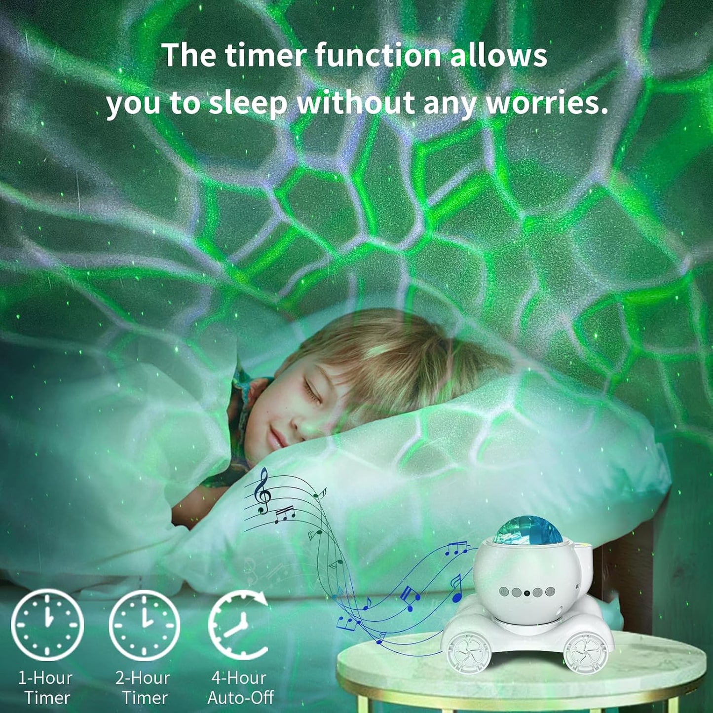 ENOKIK Galaxy Projector, Star Aurora Projector Built-in Bluetooth Speaker, Night Light for Kids Adults, White Noise Light for Home Decor/Relaxation/Party/Music/Gift (Black)