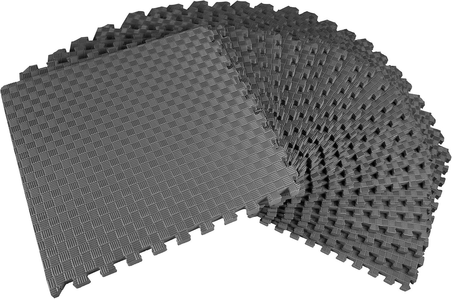 BalanceFrom Puzzle Exercise Mat 1/2" Thick, EVA Interlocking Foam Floor | Tiles for Home Gym, Mat for Home Workout Equipment, Floor Padding for Kids, Black, 24 in x 24 in x 1/2 in, 144 Sq Ft-36 Tiles