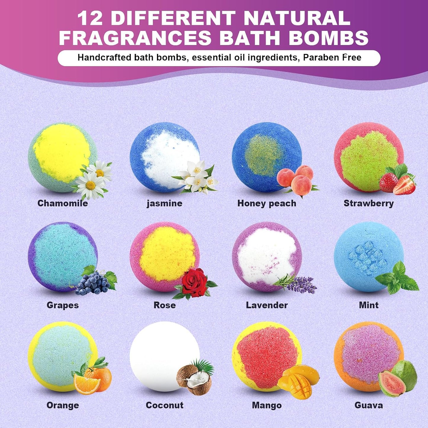 Bath Bombs for Women Gift Set 12 Pack Natural Relaxing Bath Bombs for Her，Aromatherapy Bubble Bath & Fizzy, Fathers Day Handmade Birthday Gifts for women Mom Gifts idea For wife/Teens, girlfriend,Kids