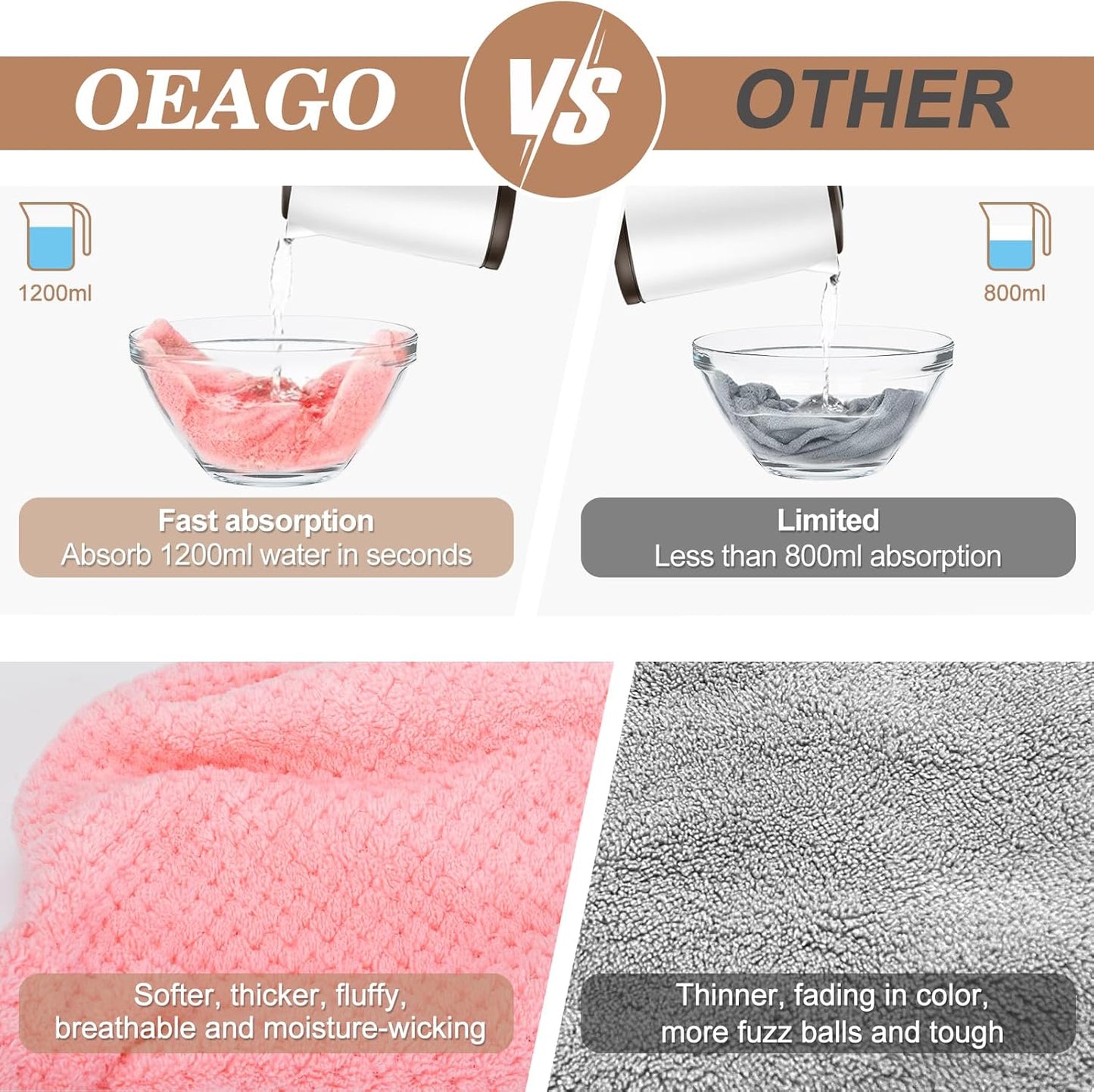OEAGO Microfiber Hair Towel for Women: Gifts for Teen Girls Kids Girlfriends Wife Stocking Stuffers for Women Drying Wrap Towels for Curly Hair Head Accessories 3 Pacs Anti Frizz