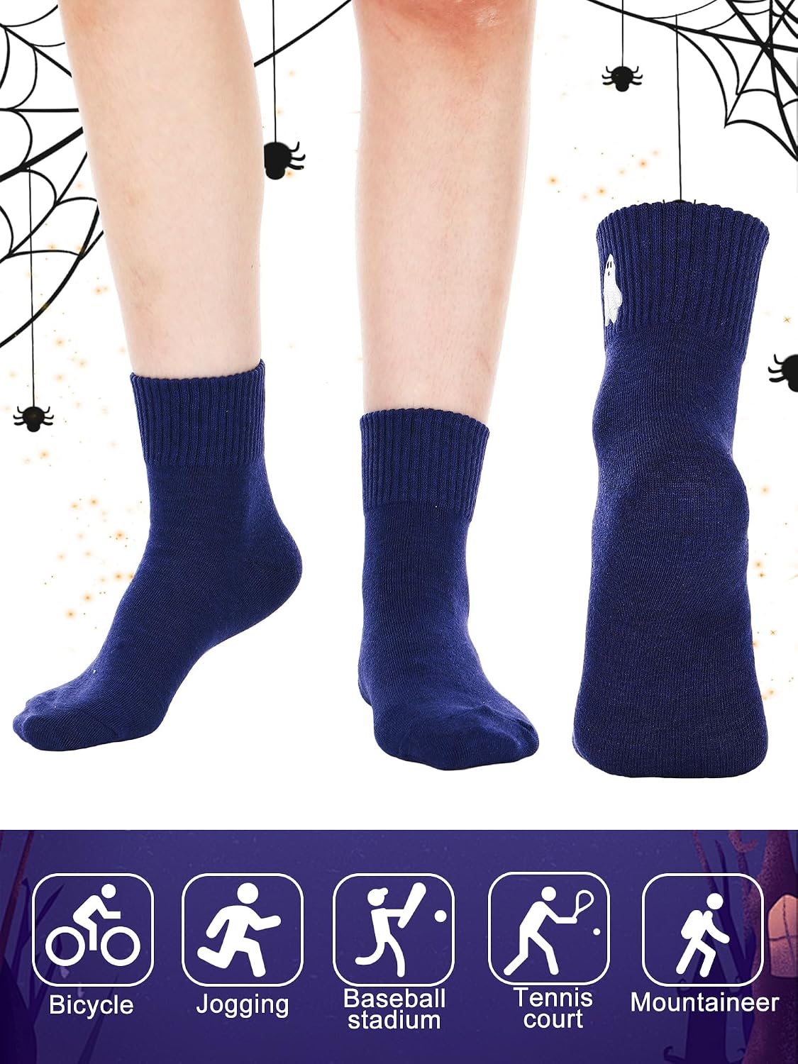 Eurzom 10 Pairs Socks Womens Crew Elastic Ankle Length Cotton Socks Aesthetic Cute Lightweight Low Cut Gifts for Women - Colors B