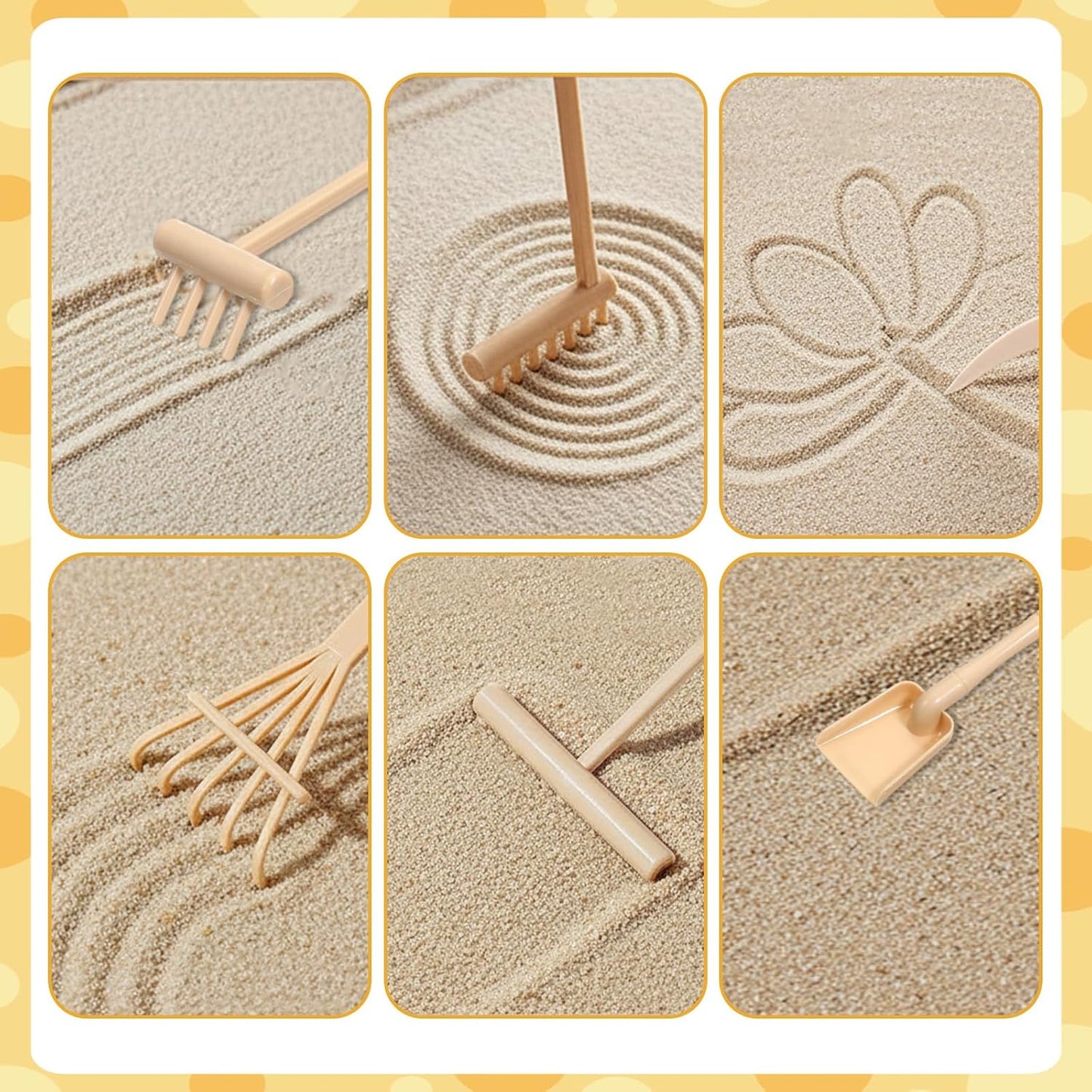 6 Pcs Mini Zen Garden Rake Tool, Mini Zen Garden Accessories Desktop Sand Rock Push, DIY Sand Decor for Home, Office, Desk, Gardens Decoration
