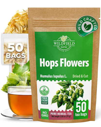 50 Bags Hop Tea Hops Herb Dried Hops Flowers Herbal Tea (Humulus Lupulus) - 50 Count 1.5g Bags Hoptea Lupulo Entero