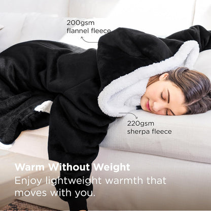 Bedsure Blanket Hoodie, Wearable Blanket Hoodie as Gifts for Mom, Birthday Gifts for Women Kids Teens Mother's Day Sherpa Sweatshirt, Grey, Standard