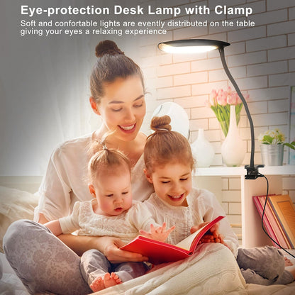 LiFMIRA Clip on Light USB Reading Light Desk Lamp 3 Color Modes Black
