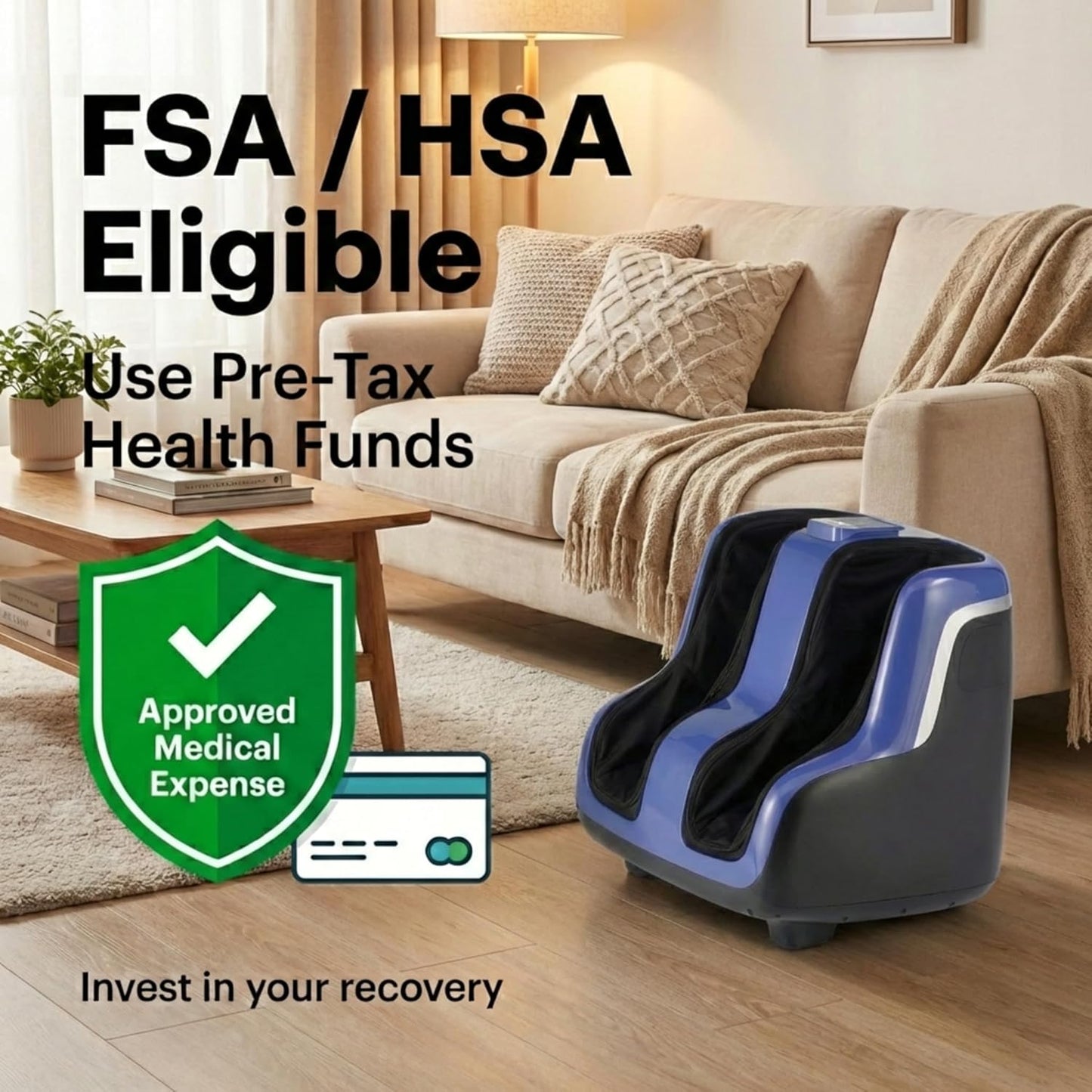 Human Touch Reflex5s Foot and Calf Massager - HSA Approved for Stress & Plantar Fasciitis Relief + Kneading & Compression for Circulation Support - 1 Year Warranty - Fits Women & Men Size 12