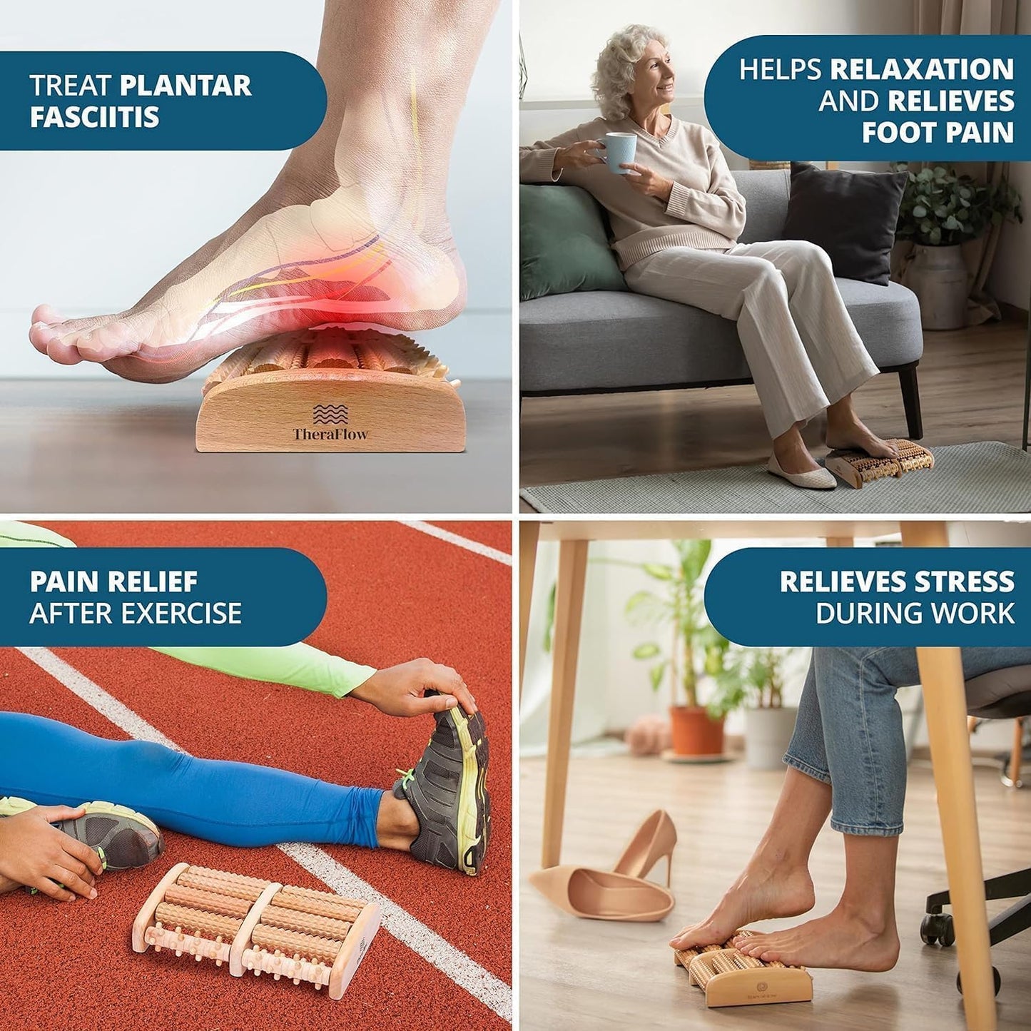 TheraFlow Large Dual Foot Massager for Plantar Fasciitis Relief 2026 Edition | Perfect Feet Massager Gifts for Women and Men | Relaxation Gift and Foot Massager for Neuropathy - Ideal Gifts for Mom