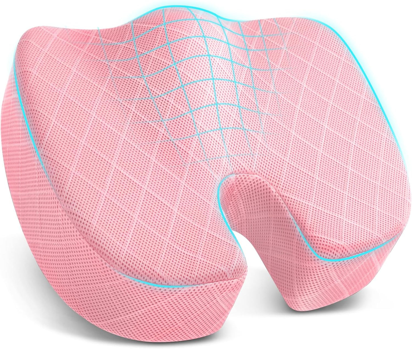 TushGuard Seat Cushion - Memory Foam Sitting Pillow for Office Chair, Car Seat, Airplane, Bleacher - Sciatica & Hip & Coccyx Pain Relief Desk Chair Cushion for Long Sitting Office Workers, Car Drivers