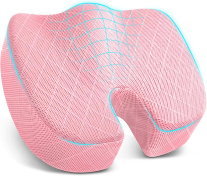 TushGuard Seat Cushion - Memory Foam Sitting Pillow for Office Chair, Car Seat, Airplane, Bleacher - Sciatica & Hip & Coccyx Pain Relief Desk Chair Cushion for Long Sitting Office Workers, Car Drivers